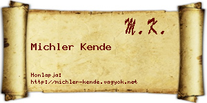 Michler Kende névjegykártya